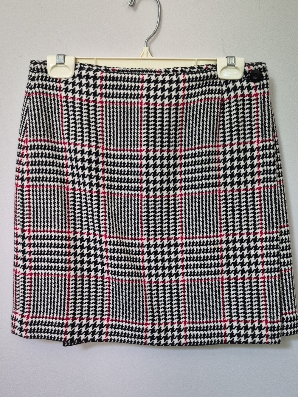 Style & Co. Wrap Skirt Classic Houndstooth Check Wool Preppy Academia Twee Mini